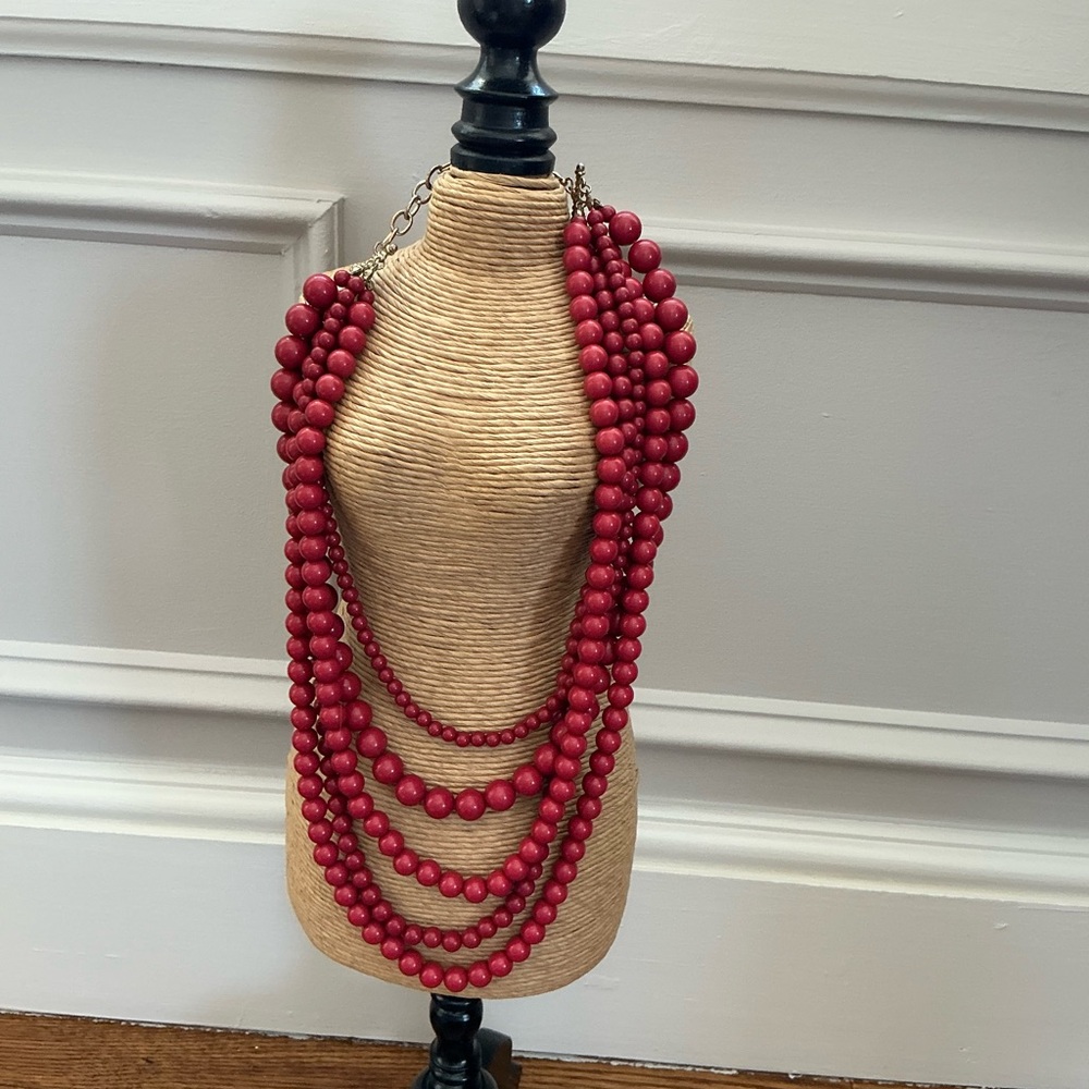Statement Elegant Red Beaded Necklace - image 1